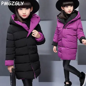 

Both sides can wear 2017 Fashion Girl winter Parkas Jackets Children Coats warm Down Kids Outerwears for cold jacket Parkas