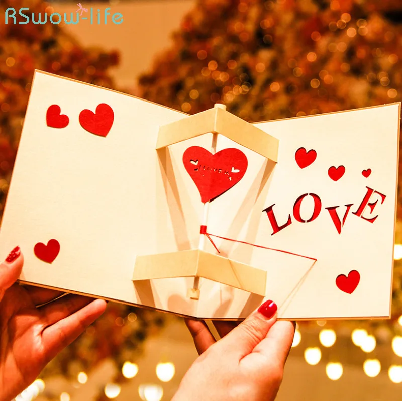 

Creative Love Blessing Card Hand-Turnable 3D Stereo Greeting Card Blessing Greeting Card For Valentine's Day Wedding Birthday