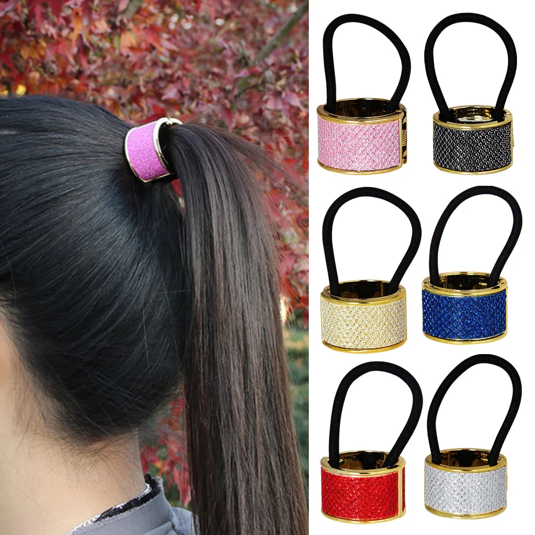NEW Exquisite Hair accessories gold check ponytail hair ring headwear