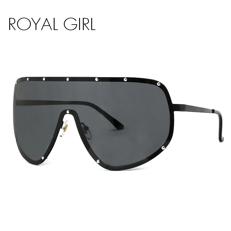 

ROYAL GIRL Oversize Sunglasses Men Brand Polarized Face Sunglasses Women Big Metal Frame Diamond Unisex Oculos UV400 ss061