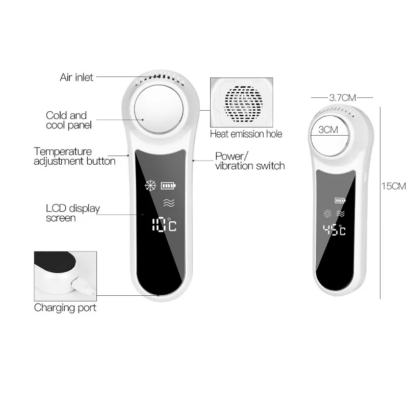 ЖК-дисплей ультра звуковая криотерапия уход за кожей лица машина Горячий Холодный Молоток звуковая вибрация ремонт солнечные улучшения Elastic46