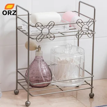 

ORZ 2-Tier Bathroom Shelf Kitchen Storage Organizer Spice Jars Bottle Holder Rack Office Desktop Organizer Standing Shelves