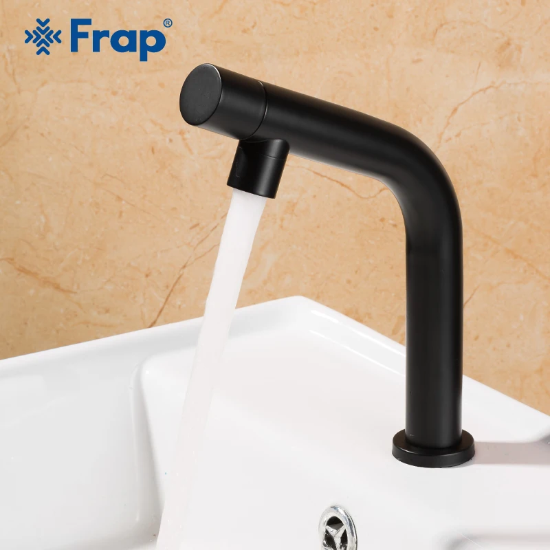 

Frap Basin Faucet Black single cold faucet 304 stainless steel basin faucet wash basin sink mixer brushed single faucet tap