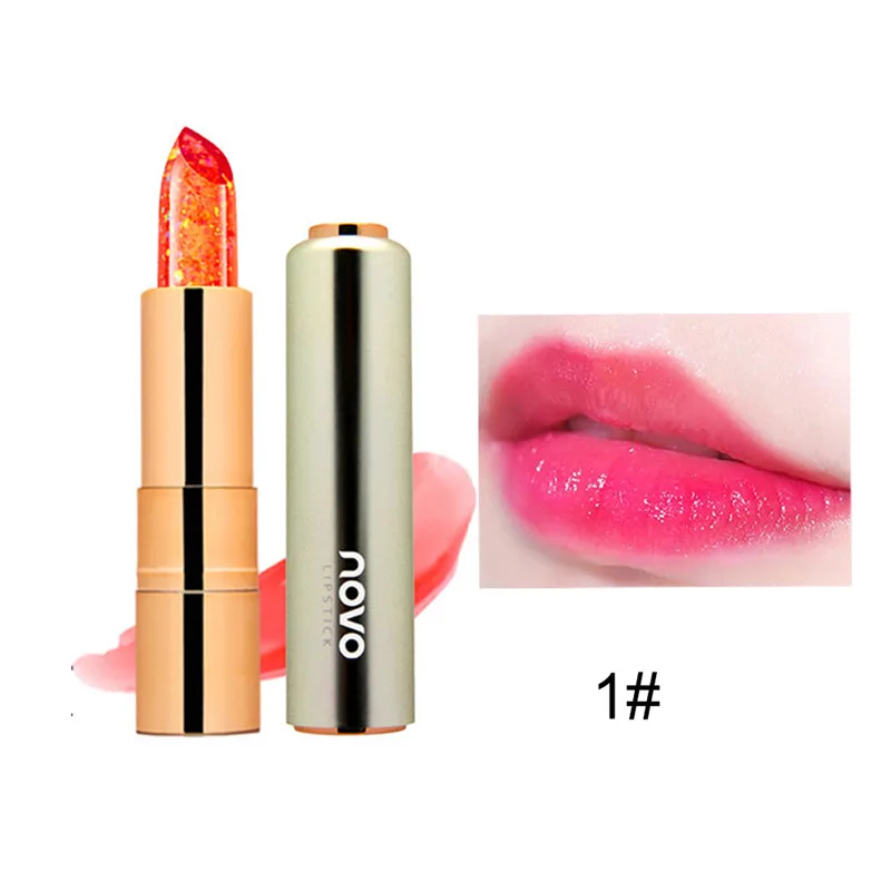 Moisturizer Long-lasting Jelly Gold foil Lipstick Makeup Temperature Changed Colorful Lip Blam Pink Pintalabios Transparent