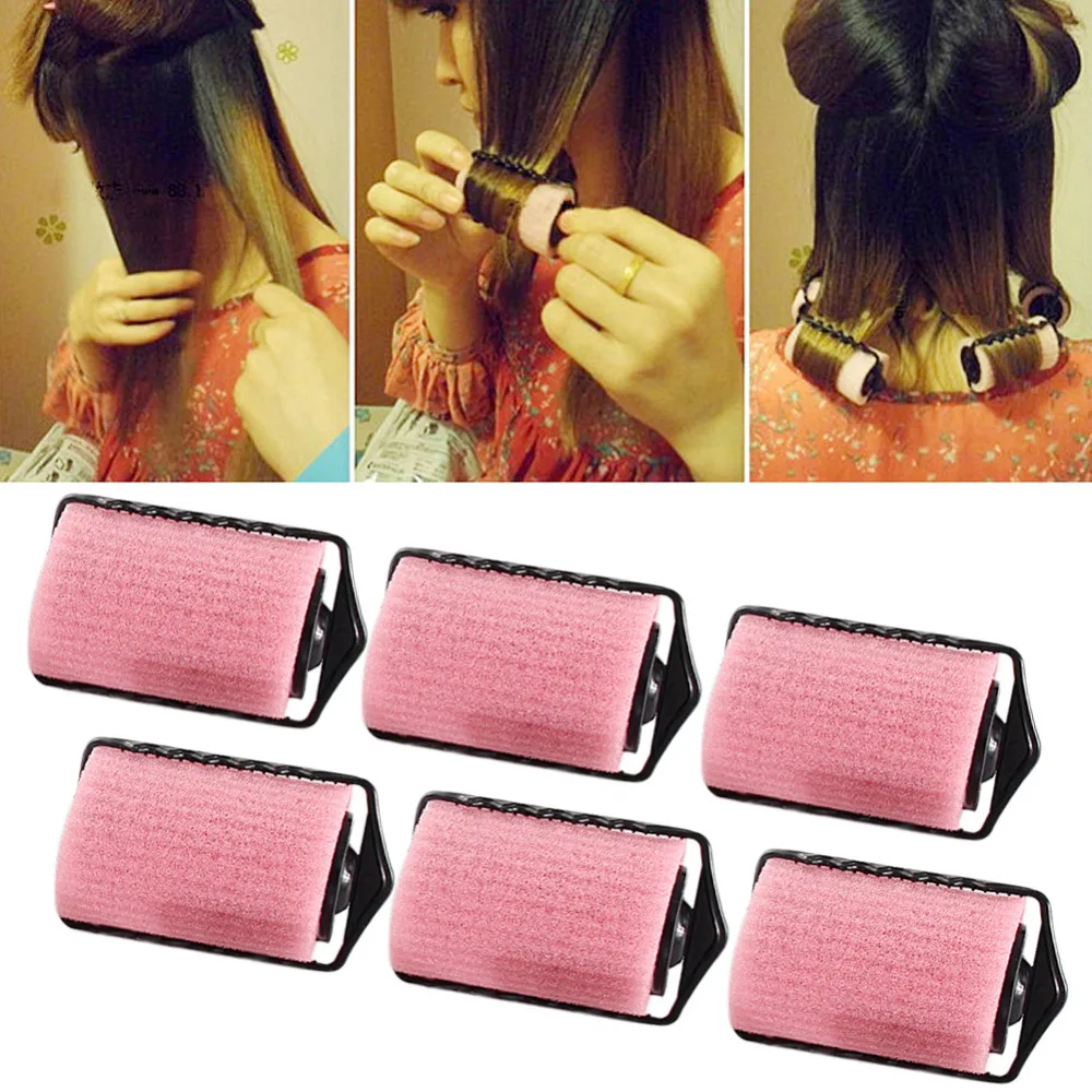 

6Pcs/Lot Foam Hair Rollers Home Use DIY Curly Hair Maker Hair Styling Hairdressing Large Self-Adhesive Sponge Curlers Rollers