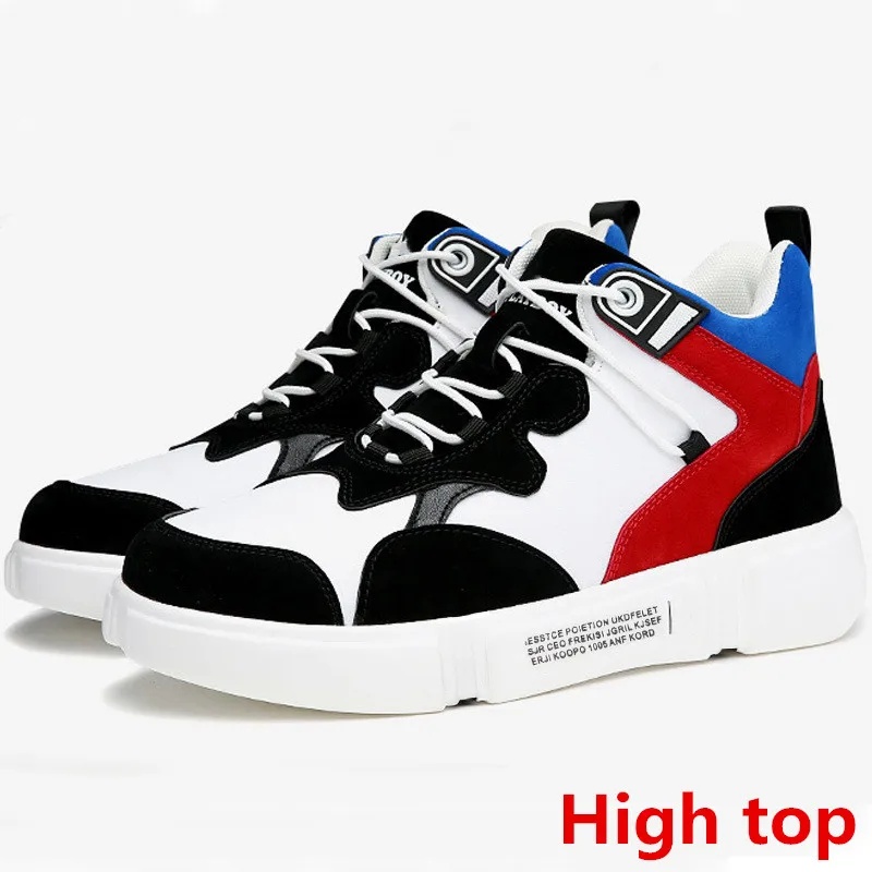 sneakers comfort unisex casual leather shoes men dad sneakers winter boots men designer shoes brand fashion shoes bona - Цвет: High top