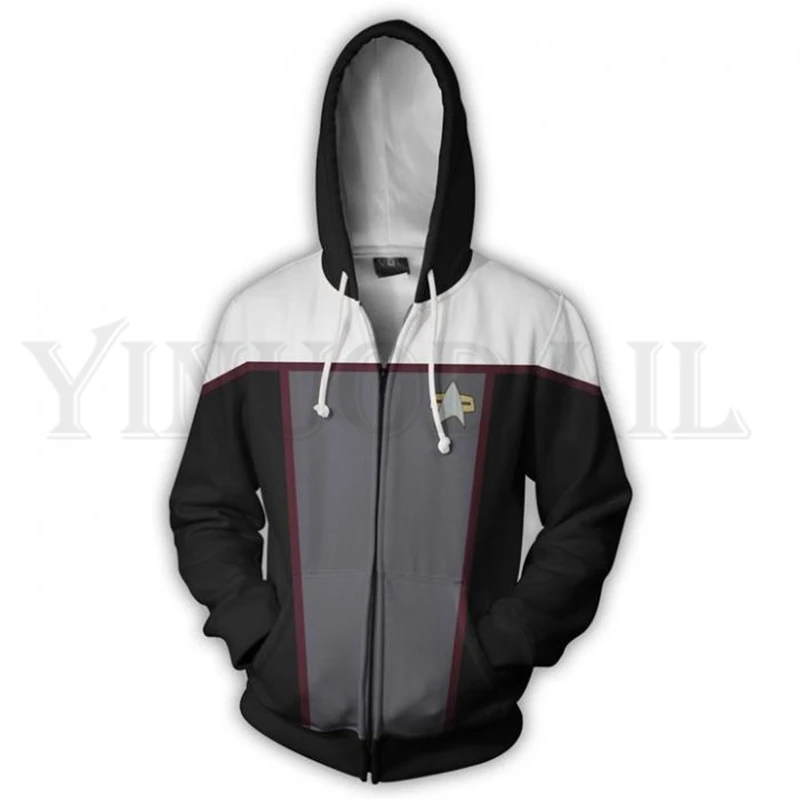 

Men and Women Zip Up Hoodies Star Trek Discovery Uniform Hooded Jacket Superheroes Sweatshirt Fans Streetwear Cosplay Costume