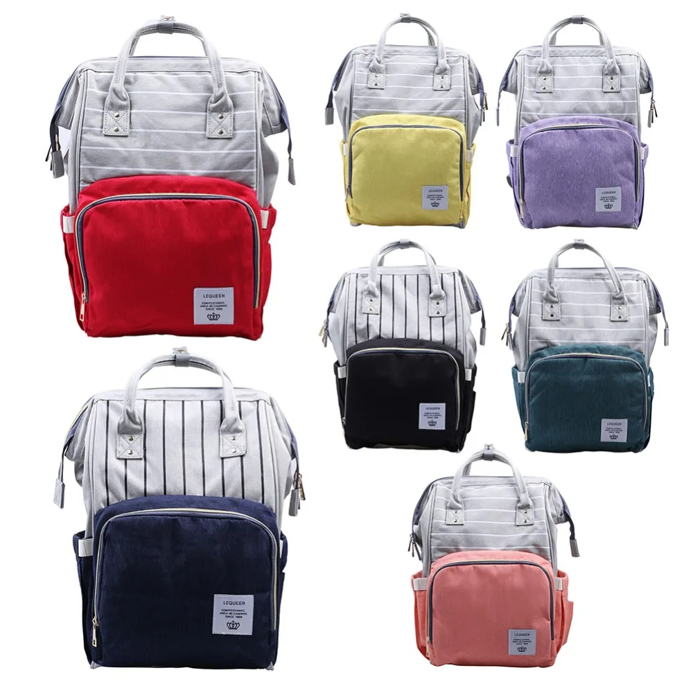

BOBORA Upgrade Stripes New Shoulder Top Multifunctional Backpack Maternity Large Capacity Baby Waterproof Out package Orange