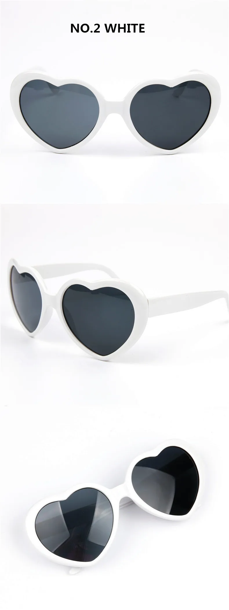 4-Mirror Heart Plastic Sunglasses Women