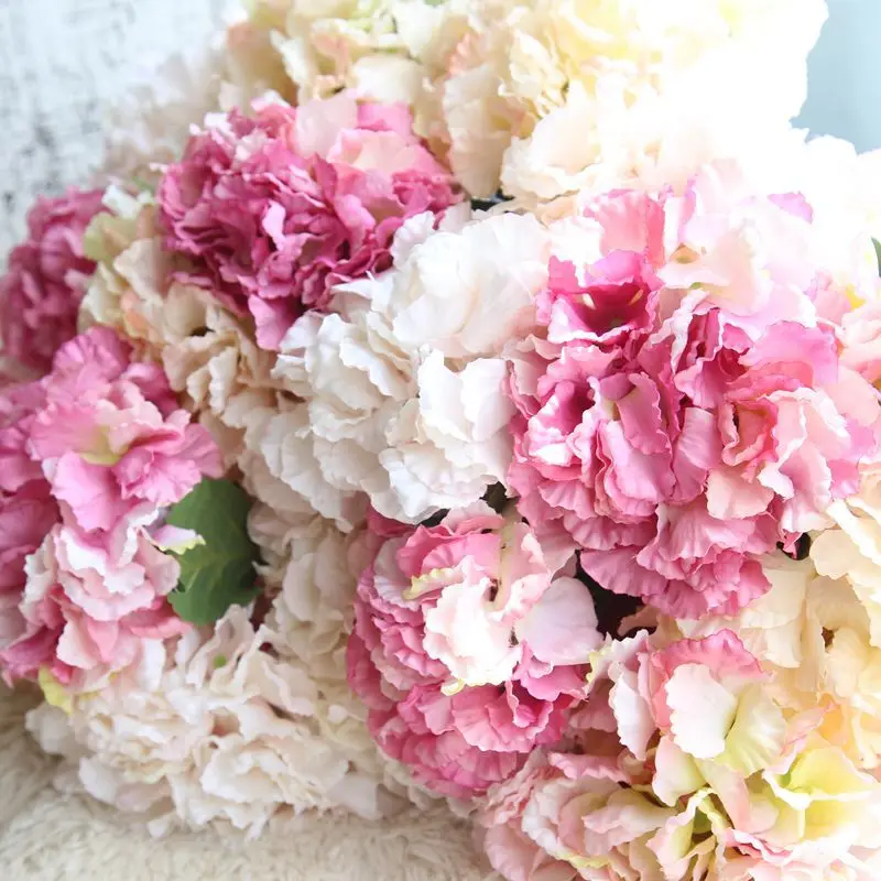

Artificial Fake Flower Home Desktop Decor Silk Hydrangea Bride Bouquet Cafe Party Home Wedding Decor for Vase Flower Arrangement