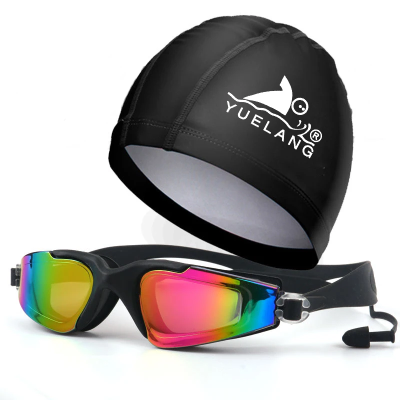 

Swimming Goggles cap set Professional Silicone Anti-fog UV Swimming Glasses With Earplug for Men Women Water Sports Eyewear