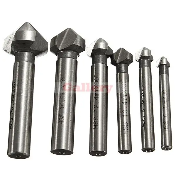 

Hot Sale Ferramentas Marcenaria Mini Drill 6pcs 90 Degree 3 Flute Hss4241 Chamfer Chamfering End Mill Cutter Bit Drill Bit