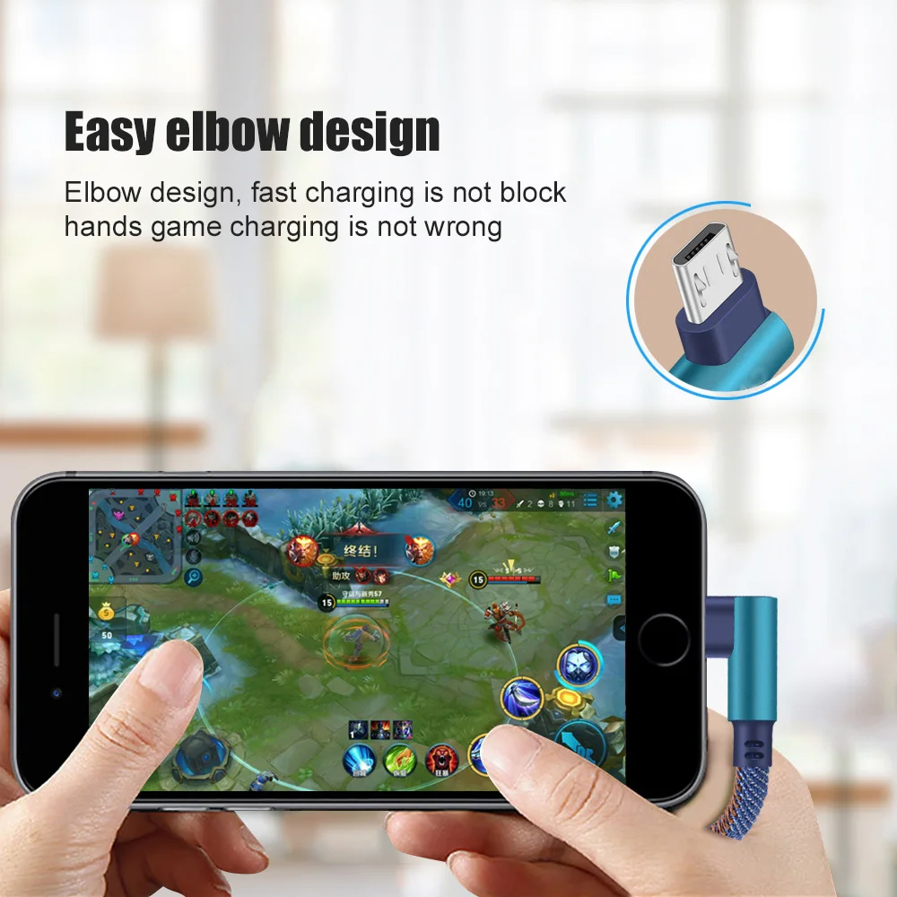 AIFFECT 90 Degree USB Cable For iPhone Fast Charging Micro Cable For Samsung Charger Cable L Type C Mobile Phone Data Cable For HUAWEI XIAOMI 04