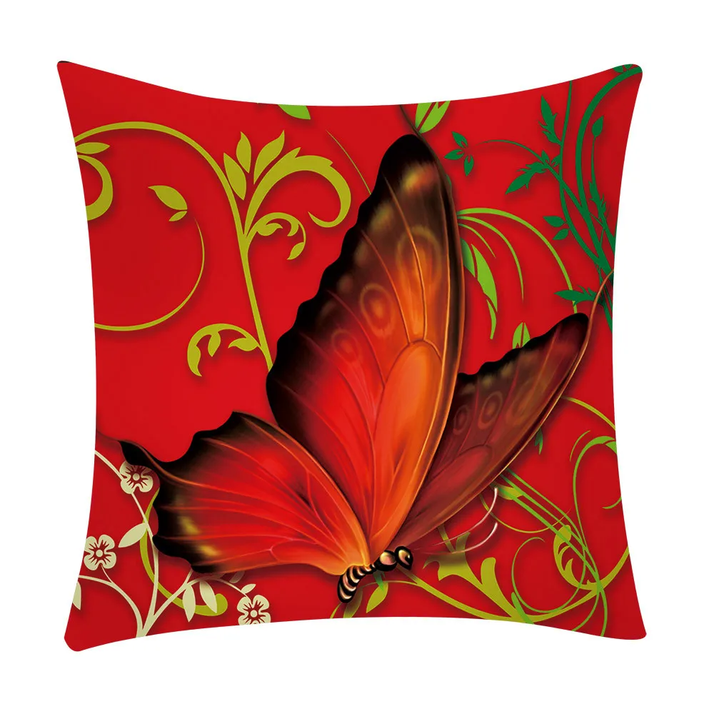 Цветы и подушка с изображением бабочек, чехол для девочки-феи, полиэстер, декоративная подушка на талию, чехол для дивана, Декор, Almofadas, 45x45 см - Цвет: D