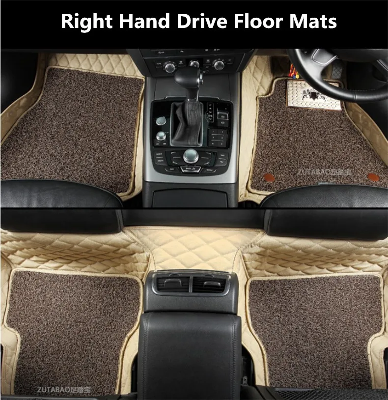 

Auto Floor Mats For Mercedes-Benz All Model W212 W213 C207 W204 W205 Right Hand Drive Embroidery Leather Wire coil 2 Layer