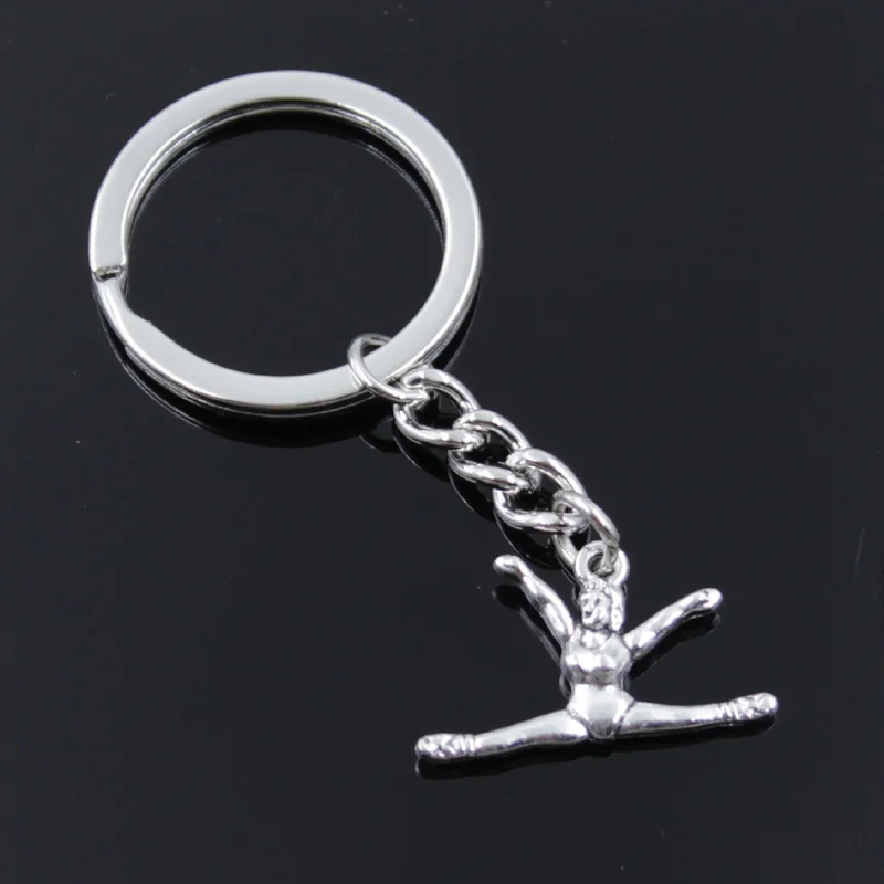 

new fashion men 30mm keychain DIY metal holder chain vintage gymnastics gymnast sporter 22x16mm silver pendant Gift
