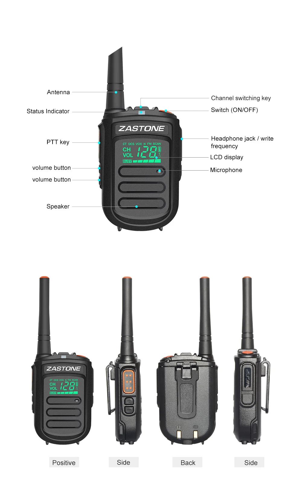 2 шт.) Zastone Mini9 портативное мини-радио иди и болтай walkie talkie UHF 400-480 МГц Любительская радиолюбителей двухстороннее радио 128CH telsiz