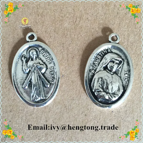 

antique religious pendant charm, religious rosary accoressies & parts Divine Mercy pendant & Faustina charms