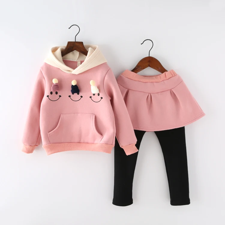 

Fashion Girls Sweat Suits Long Sleeve Dress Sweatshirts + Girls Skirt Outfits Autumn