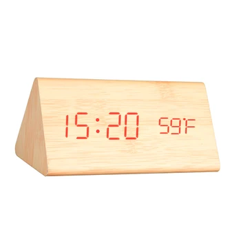 

Multifunctional Sounds Control Modern Wood Digital LED Desk Alarm Clock Timer Calendar Thermometer Home Decoration Clock