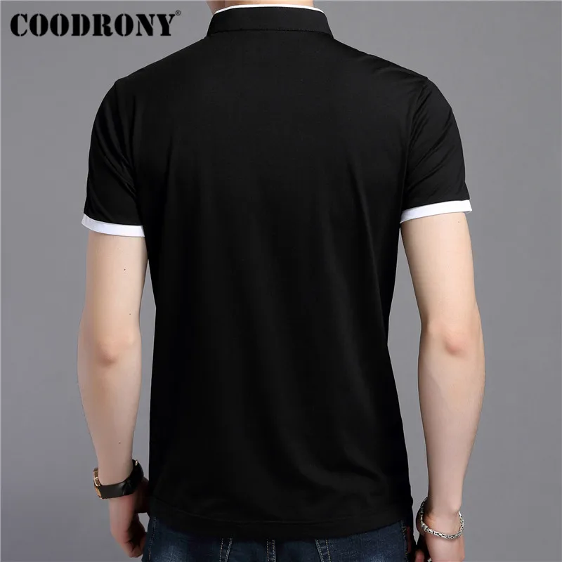 Baratos Camiseta de manga corta de algodón COODRONY ropa de hombre 2019 verano Casual de negocios con cuello mandarín camiseta de hombre que combina con todo S95092
