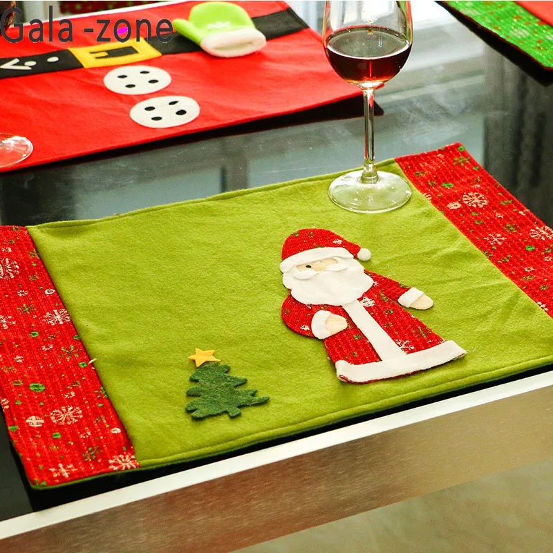 Gala zone 1Pc Christmas Table Mat Cute Santa Snowman Reindeer Placemats