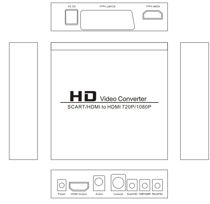 SCART+ HDMI в HDMI конвертер 1080p HD видео конвертер для HDTV XBOX360 PS3 DVD WII STB HDMI сплиттер