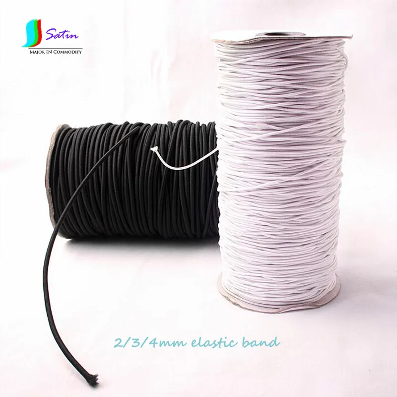 Round white or Black Elastic Band For Clothing Sewing DIY Skirt Tight
