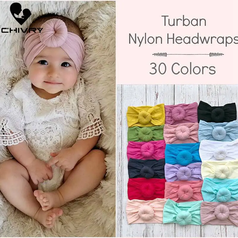 

Chivry Toddler Infant Baby Kids Cotton Turban Knot Soft Nylon Head Wrap Newborn Baby Boys Girls Headband Baby Hair Accessories