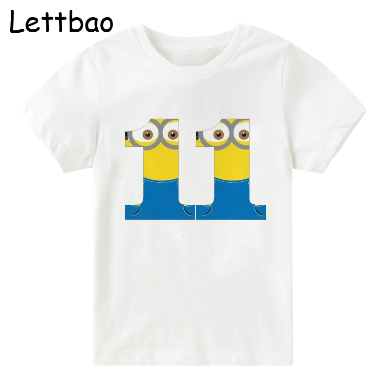 Милая футболка для мальчиков с героями мультфильмов детская одежда футболка для девочек от 2 до 12 лет с надписью «Happy Birthday» летняя футболка с короткими рукавами из хлопка
