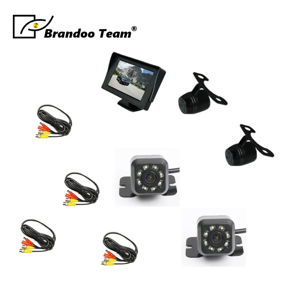 

4pcsmini car cameras+1pcs 4.3inch monitor +4pcs 5m video cables for car DVR system