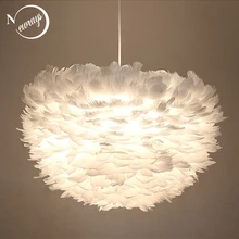 Modern Nordic style white nature Goose feather Pendant Lights romantic E27 led pendant lamps for restaurant bedroom living room modern pendant light romantic feather hanging lamp lamparas e27 led pendant lights for restaurant bedroom living room110 240v