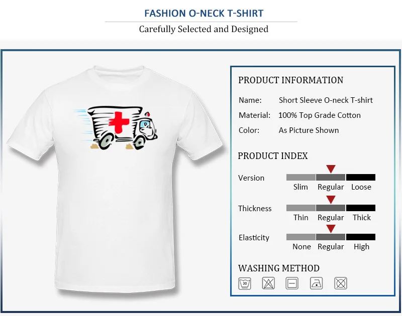 Pure Cotton Boy Short Sleeve Tops T Shirt Ambulance van cartoon art Street Summer T-shirts Casual Slim Fit O-Neck Sweatshirts Ambulance van cartoon art