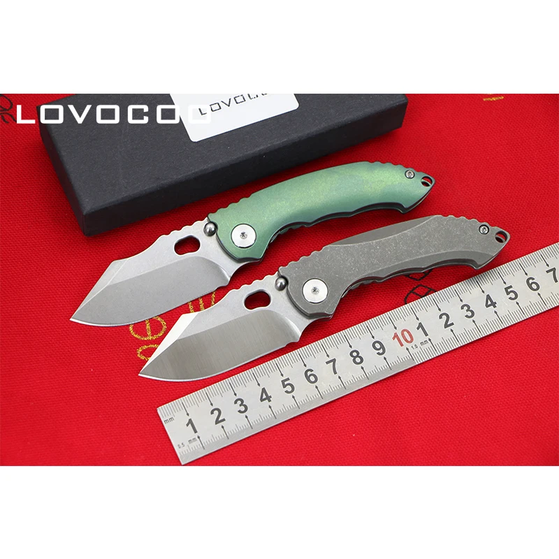 

LOVOCOO SF002 pocket Gift knives D2 blade Titanium handle ball bearing Flipper folding knife Outdoor camping hunting EDC tools