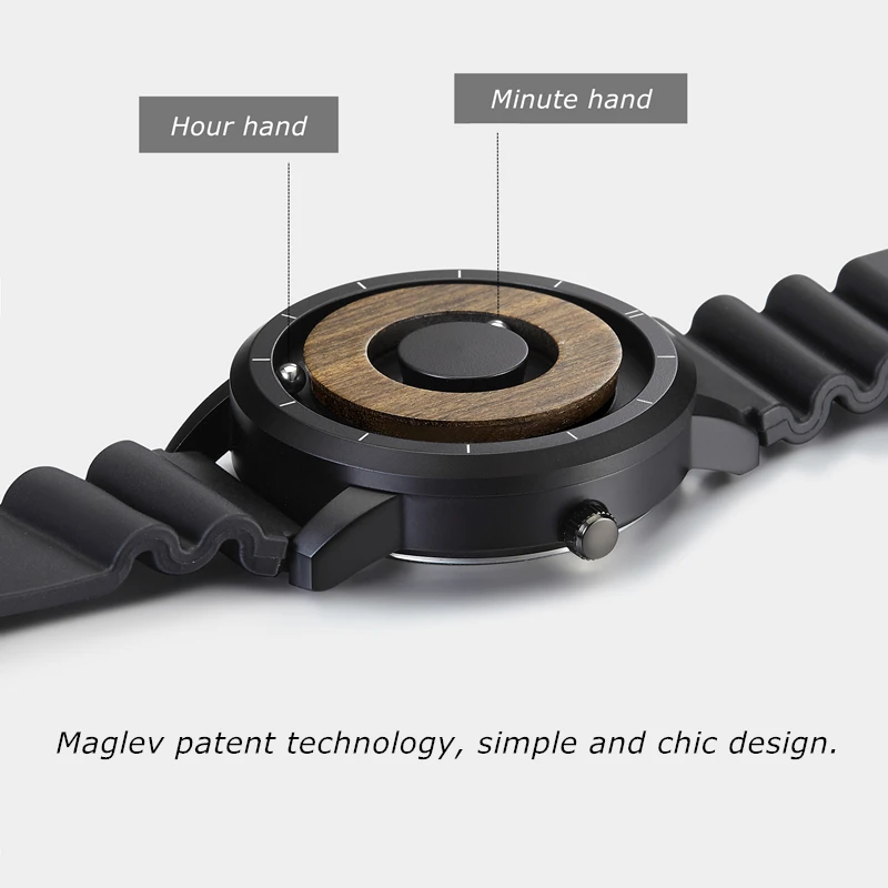 Eutour магнитные часы мужские часы wo мужские часы модные повседневные кварцевые часы, простой мужской минималистичный деревянный циферблат
