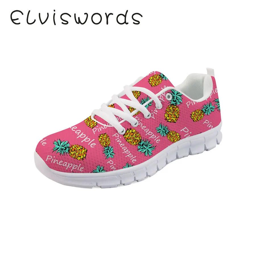 

Women Casual Shoes Fashion Pineapple Printed Breathable Walking Lace-up Mesh Lightweight Flat Shoes Woman Sneakers Sport Shoes