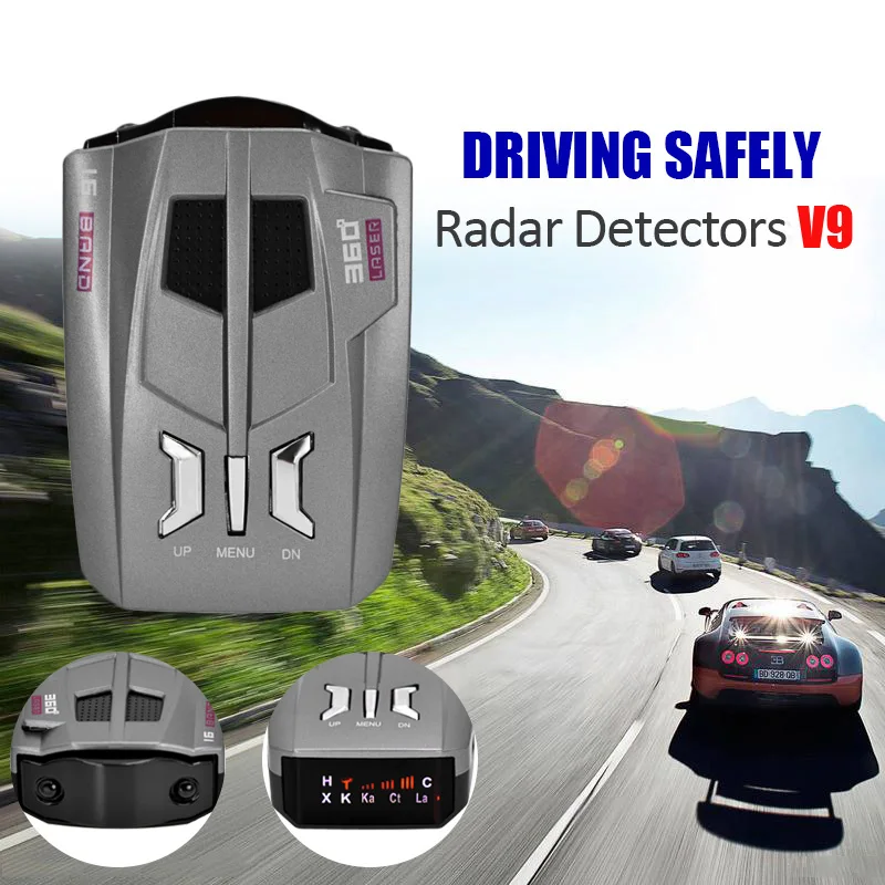 2018 Free shipping 360 Degree Car radar detector V9 16 Band Scanning LED Radar Detector Car