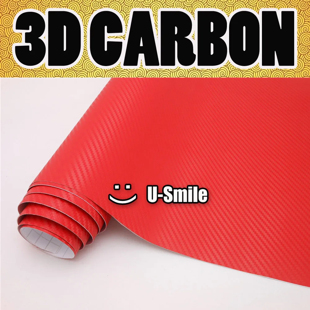 

Premium Red 3D Carbon Fiber Vinyl Wrap 3D Red Carbon Fiber Film Sheet Air Release Car Wrapping Size:1.52X30M/Roll