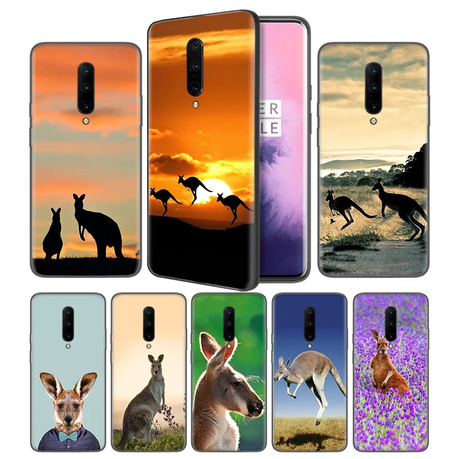 Animal kangaroo Soft Black Silicone Case Cover for font b OnePlus b font 6 6T font