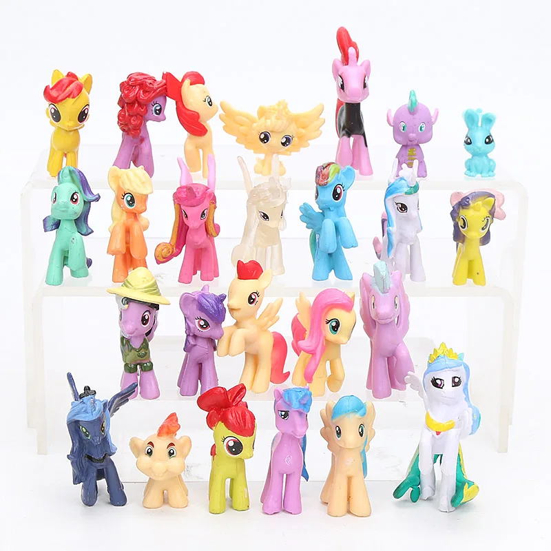 25 шт. 3,5-6,5 см игрушки My Little Pony мини пони ПВХ фигурки Набор Радуга Дэш Спайк Дракон Dj Pon-3 яблоко Джек игрушки куклы