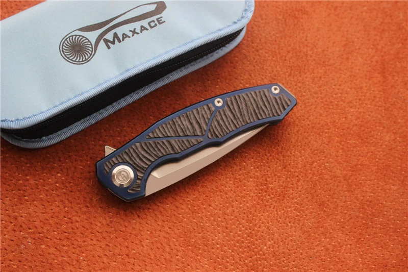 Высококачественный складной нож Maxace Halictus Синий/Серый Ti/CF (Stonewash) материал лезвия: