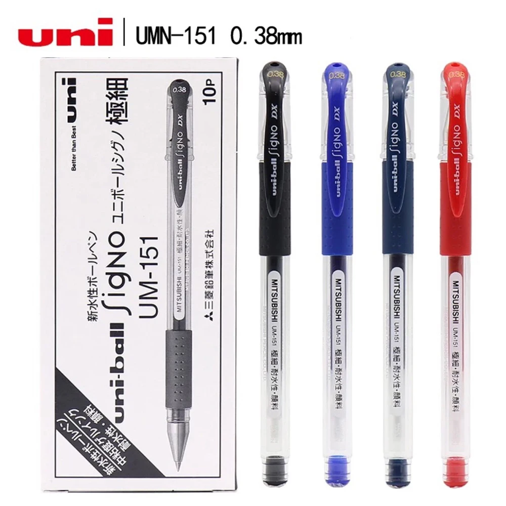 

Unipin UM151 Gel Pens Set 0.38mm Fine Point Writing Black Blue Red Ink Pen Gel Uniball Stylo Signo Dx Office Supplies 10pcs/Lot