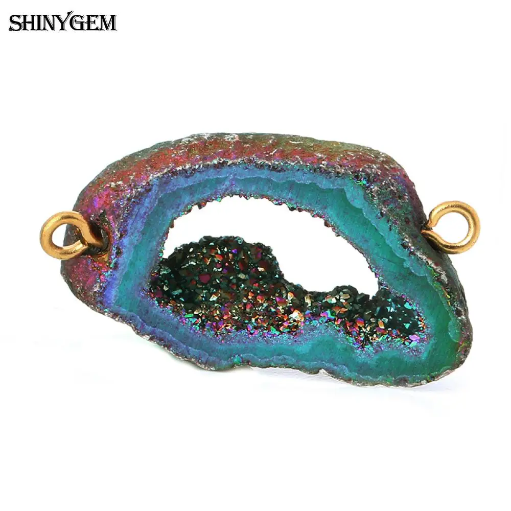 ShinyGem Радужный кристалл кулон натуральный необработанные жеоды Druzy камень