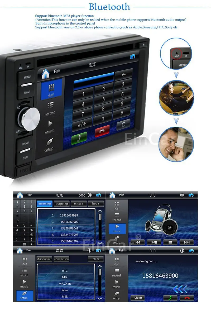 Sale 6.2" Touch Screen Car DVD CD Player Stereo Video Audio Headunit with GPS Navigation and Bluetooth Support MP3,AVI,JPG+Camera 2