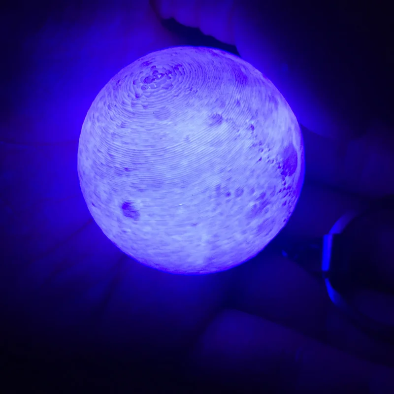 

Creative 4cm 3D Print Moon Lamp Changeable Key Chain LED Night Light Colorful Key Holder Bag Pendant Fairy Keychain Light Gifts