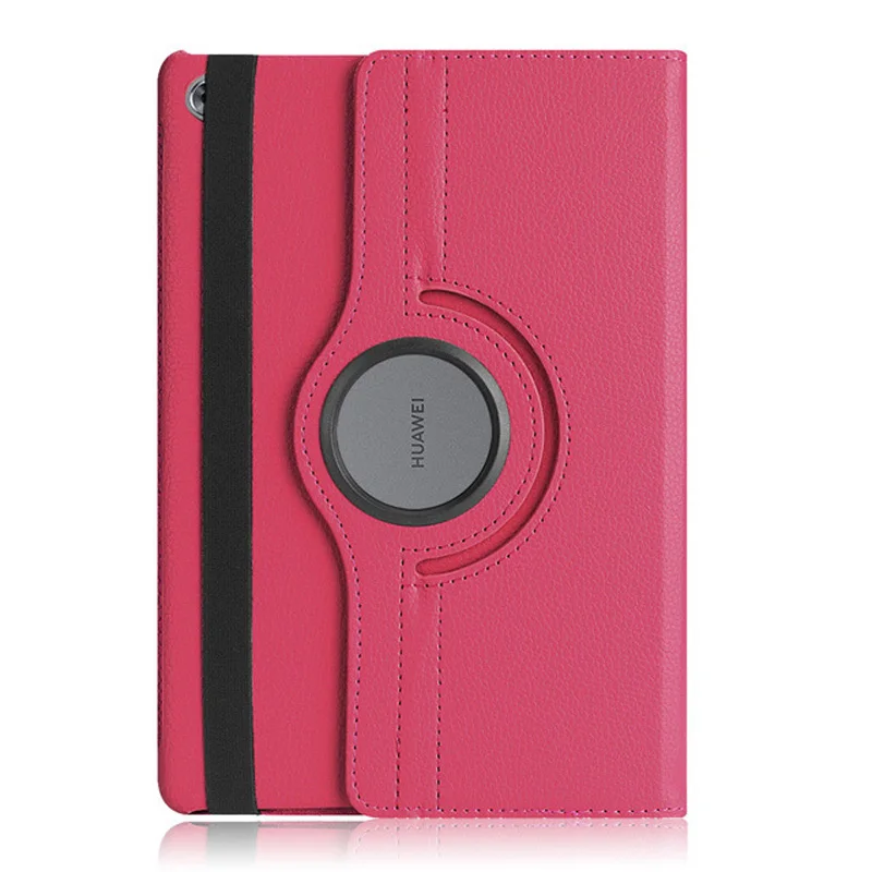 360 Rotating Case For Huawei MediaPad M5 Lite 10 Case BAH2-W09/W19/L09 10.1'' Tablet Smart Auto Sleep / Wake Stand Leather Cover - Цвет: Rose Red