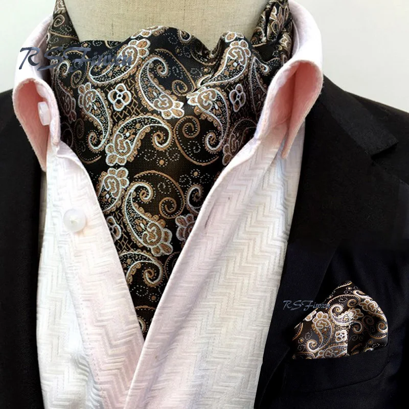Free Shipping Scarf suit Paisley Gold Navy Blue Fashion Men Long Silk