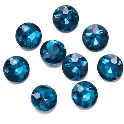 Алмазная огранка, стразы круглой формы, пионтбэк, стразы для шитья, стразы, камни и кристаллы, пришивные стразы для одежды - Цвет: blue zircon