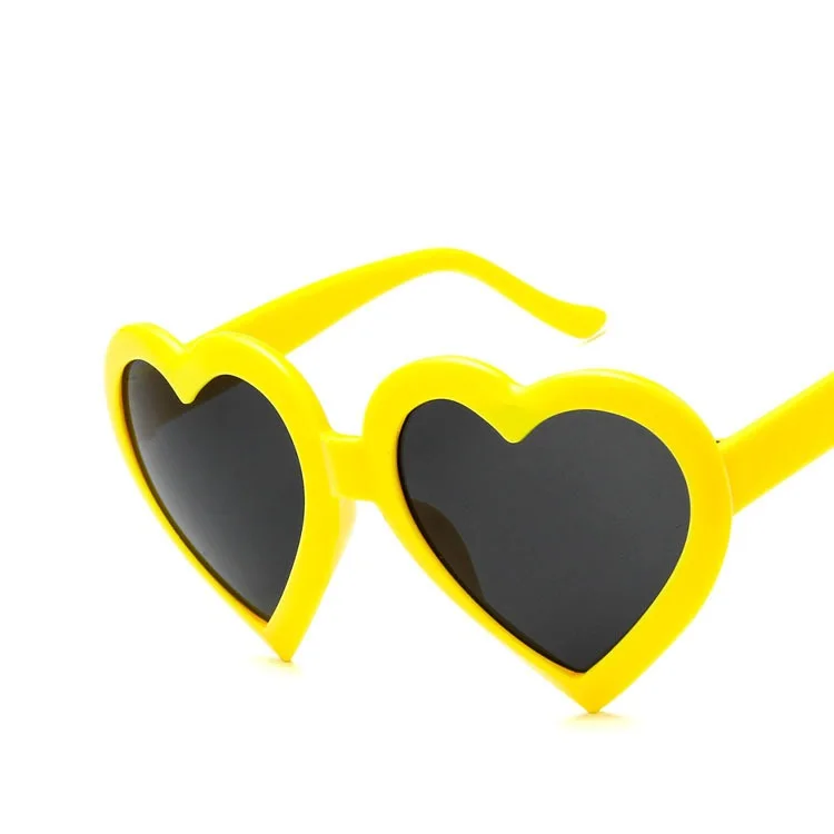 Женские солнцезащитные очки в форме сердца, брендовые дизайнерские винтажные женские солнцезащитные очки, женские зеркальные очки - Цвет линз: Цвет: желтый