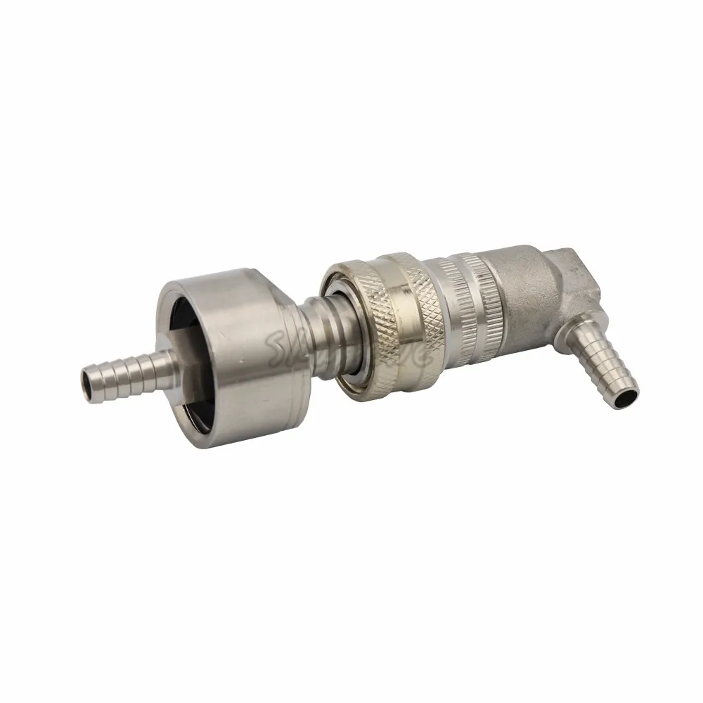 Homebrew Kegging Stainless Carbonation Cap w 516 Barb - Cornelius Keg Ball Lock Gas Disconnect fit soft drink PET bottles  (9)